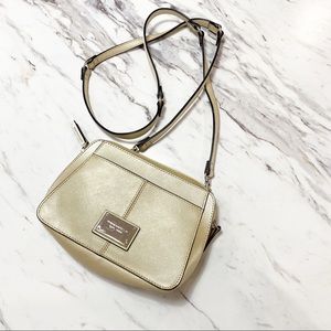 Tignanello Metallic Stardust Gold Mini Bag Clutch Crossbody Purse Like New